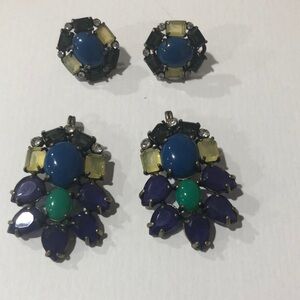 Stella & Dot Blue and Green Cluster Earrings